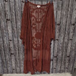 Dizzy Gal Brown Lace Kimono Cardigan Sz. L